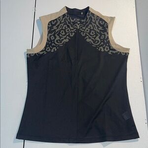 NOVOSPORT Black Fitted Muscle Tee with Mandarin Collar